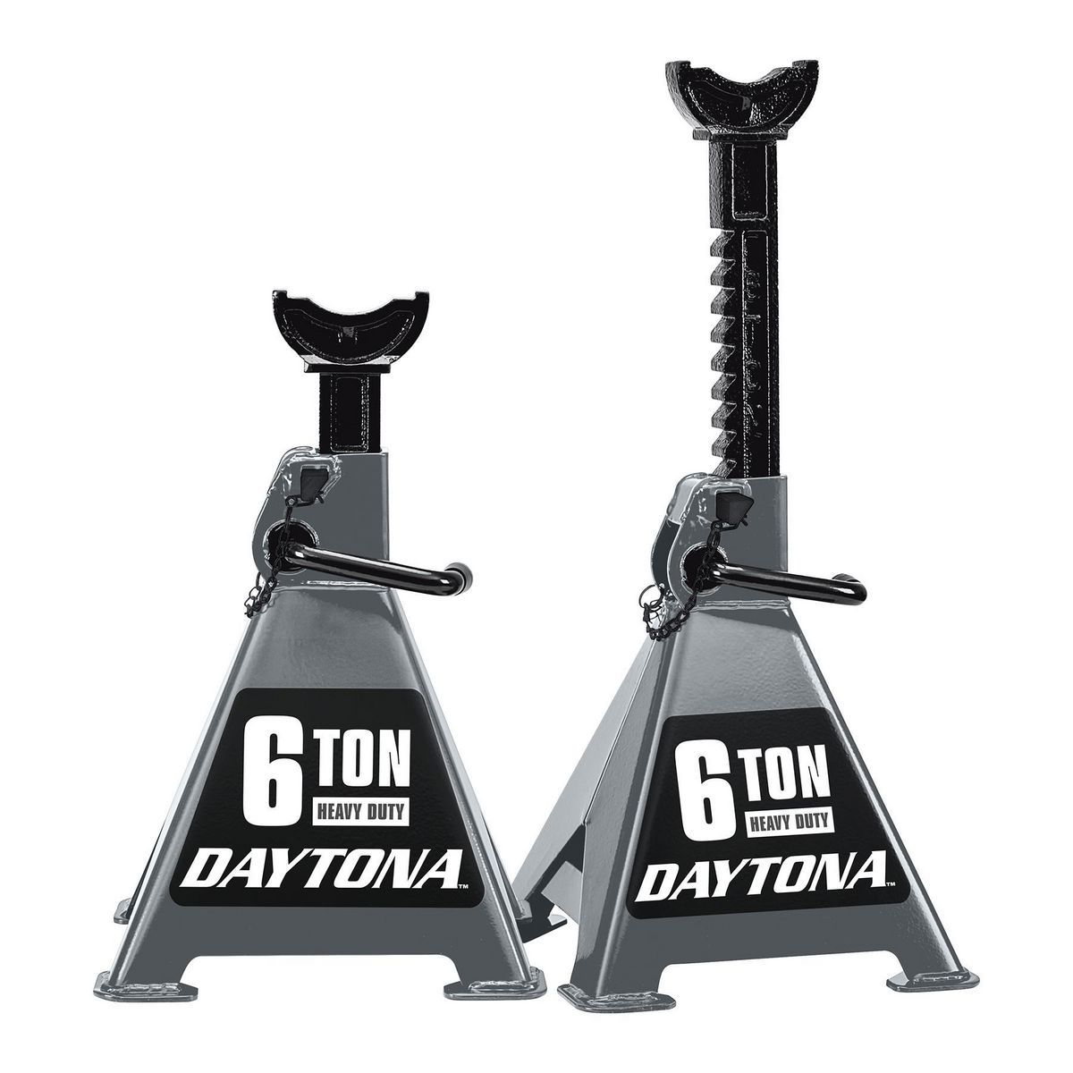 DAYTONA 6 Ton Heavy Duty Ratcheting Jack Stands, Slate Gray