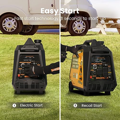 maXpeedingrods 4000 Watt Dual Fuel Inverter Generator with Bluetooth® Control Start and Display, RV Ready, Electric Start, Quiet for Outdoor Camping, Home Backup, Garden，PGMA Compliant