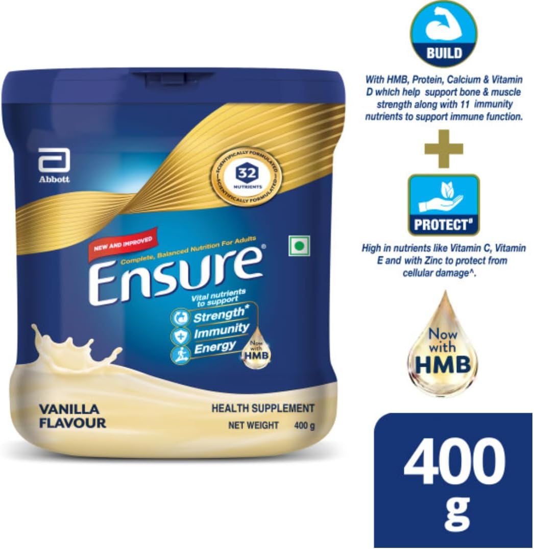 Ensure-Powder Complete Balanced Nutrition Vanilla Flavor 400gm Jar 10 Count