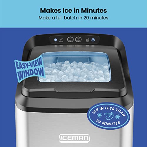 Iceman Dual-Size Ice Maker Countertop - Portable Ice Machine, Large and Small Ice Machine Maker with Self Cleaning, 9 Cubes in 7 Mins,22lbs/24hrs, for Home, Kitchen, Office, Party, Ice Scoop Included