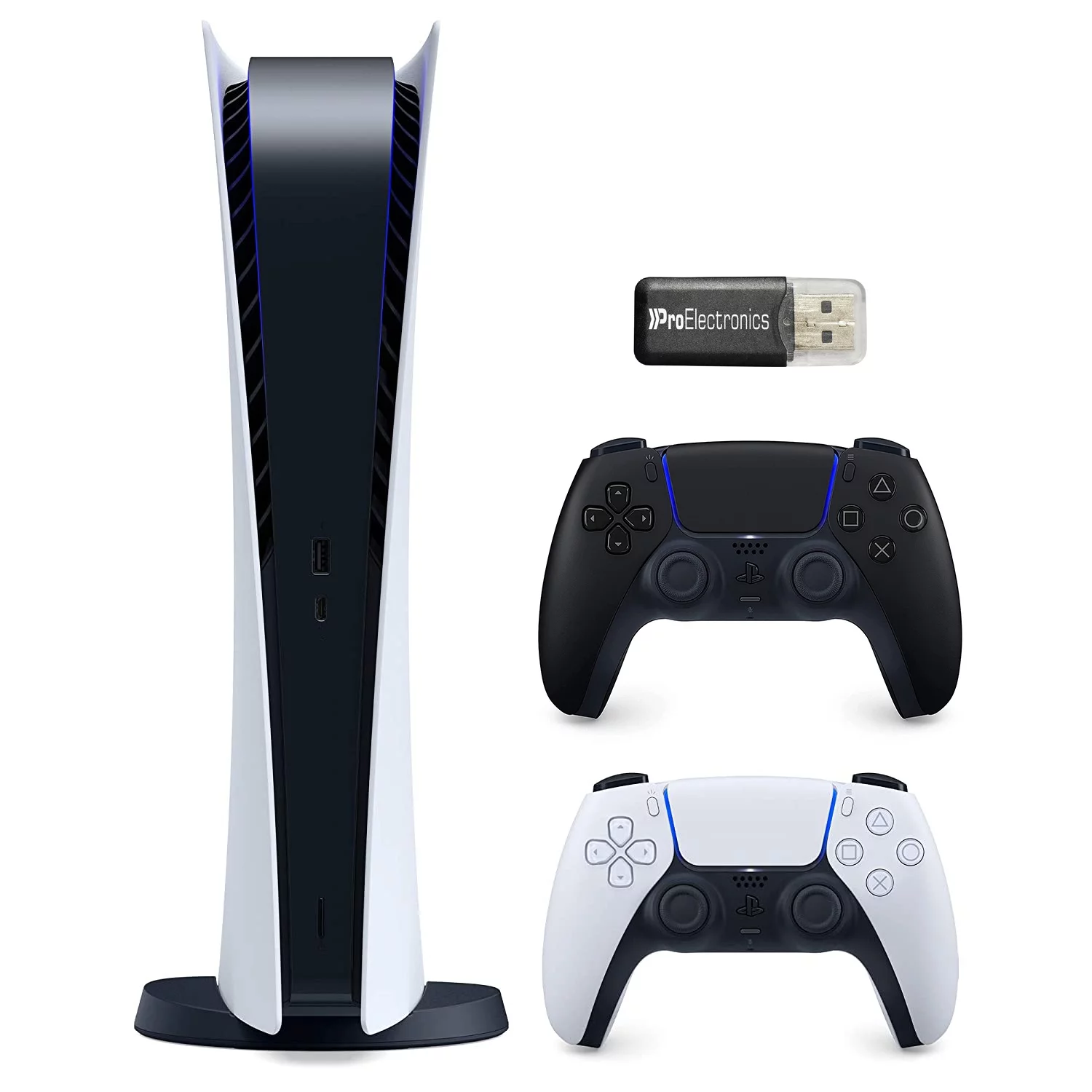 Sony Playstation 5 Digital Version (Sony PS5 Digital) with Extra DualSense Wireless Controller and Micro SD Card USB Adapter Bundle