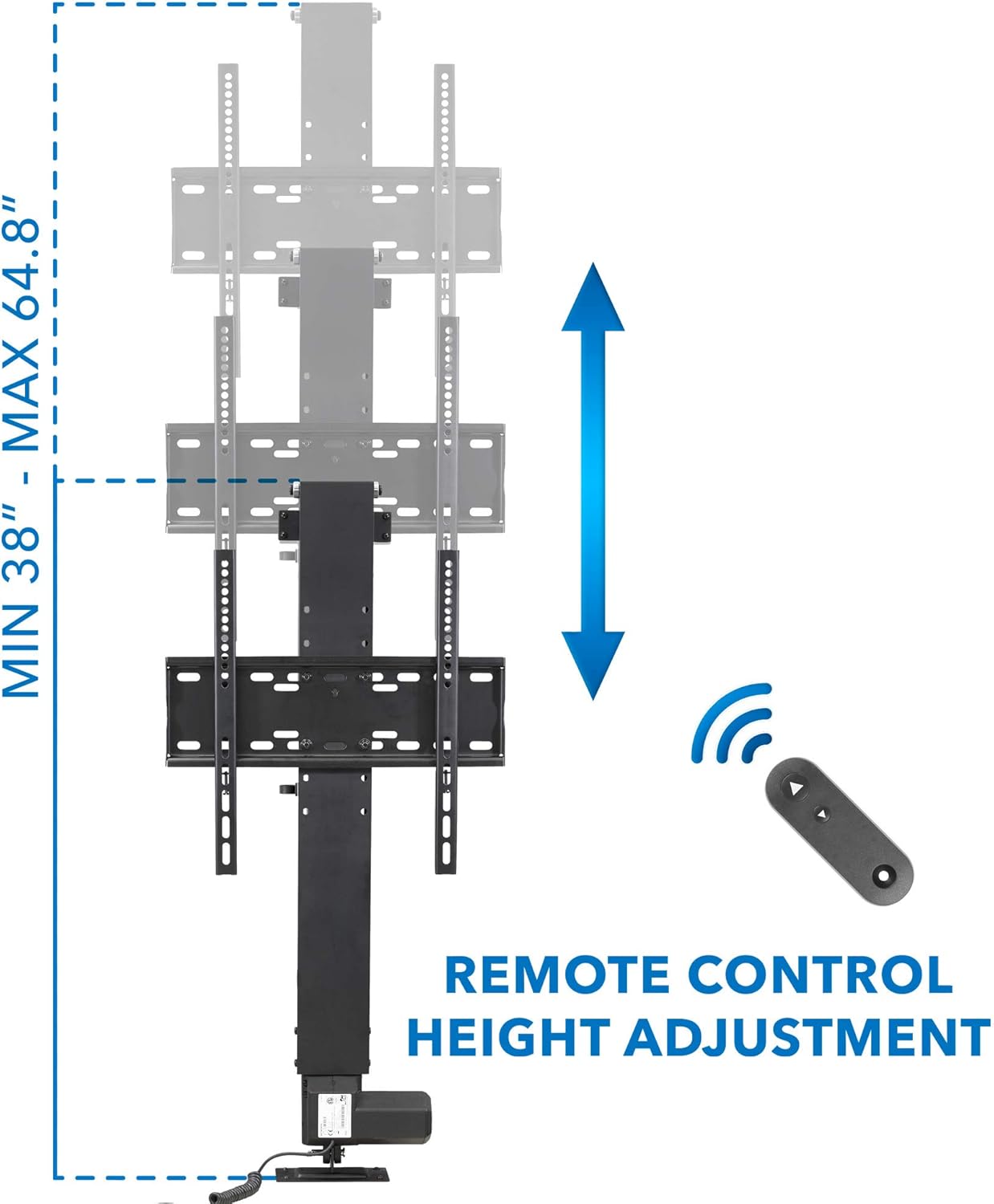 Mount-It! Motorized TV Lift with Remote Control for Screens 32 to 48 | Height Adjustable Hideaway TV Lift Adjusts Up to 65 High | Vertical Lift TV Stand with Steel Construction