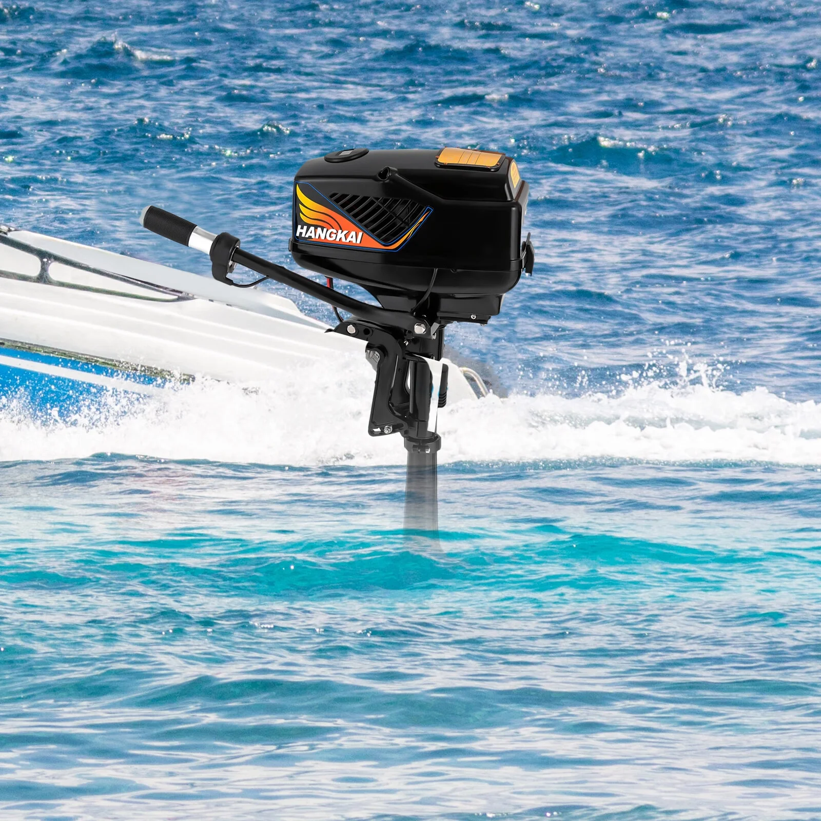 Aiqidi 48V 1200W Electric Outboard Motor Marine Fishing Boat Engine Brushless Trolling Motor Short Shaft with 3 Blades Propeller for Fishing Aquaculture Outdoor Adventure