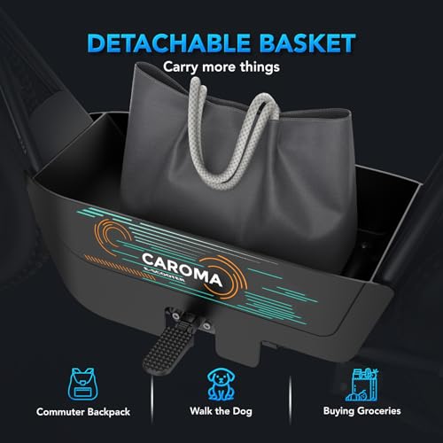 Caroma Peak 800W/1200W Electric Scooter with Seat, 16" All Terrain Fat Tire Electric Dirt Bike, Max 25/30Miles Ranges, Top Speed 20Mph, Electric Motorcycle Bicycle with Basket for Pets & Cargo