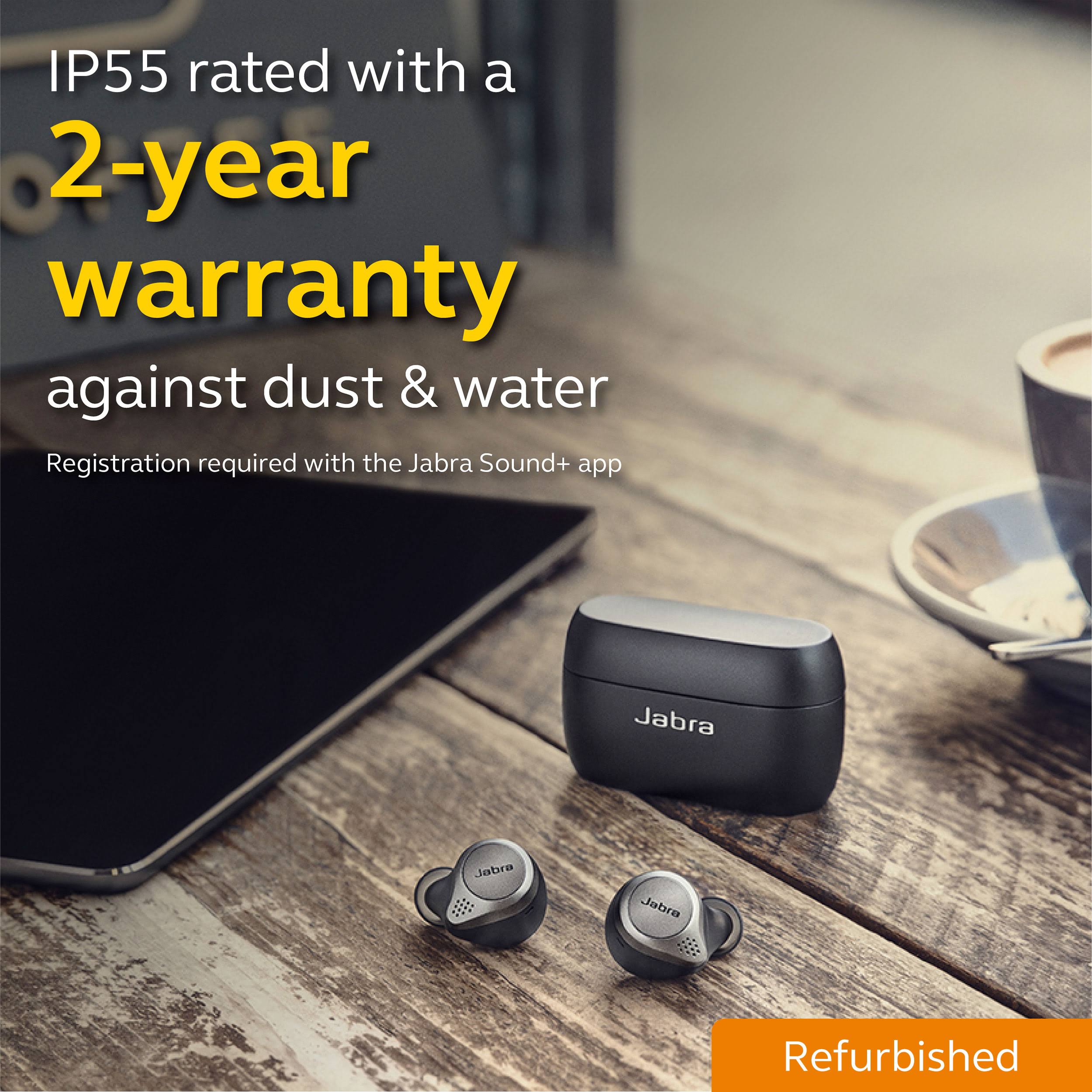 Jabra Elite 75t Bluetooth Wireless In-Ear True Earphones with Mic - Noise-Canceling - Titanium Black