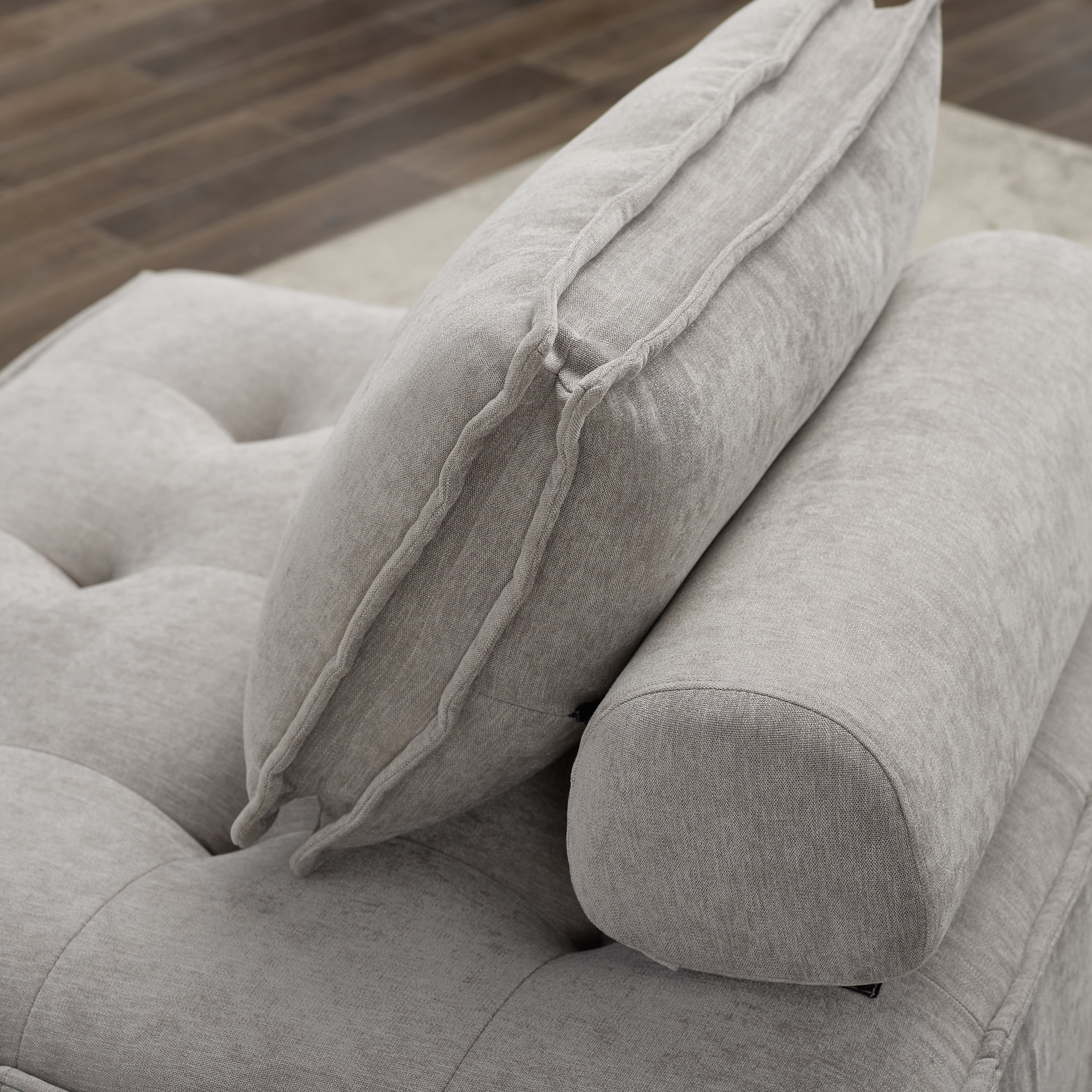 Art Leon Sectional Sofa Fabric Upholstered Button Tufted Beige