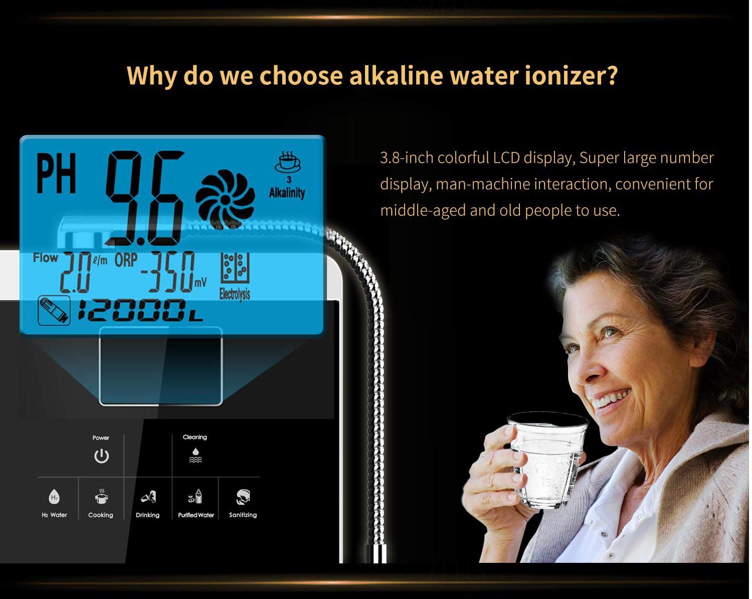 Water Ionizer and Water Purifier Machine,PH 3-11 Alkaline Acid Water Machine,Up to -800mV ORP, 8000 Liters Per Filter,11 Plate Electrode,Regulation Valve to Control PH and ORP/Auto-Cleaning