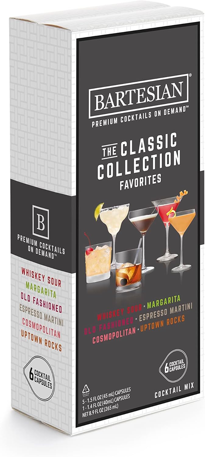 Bartesian Premium Cocktail Machine with The Classic Collection Cocktail Mixer Capsules Bundle