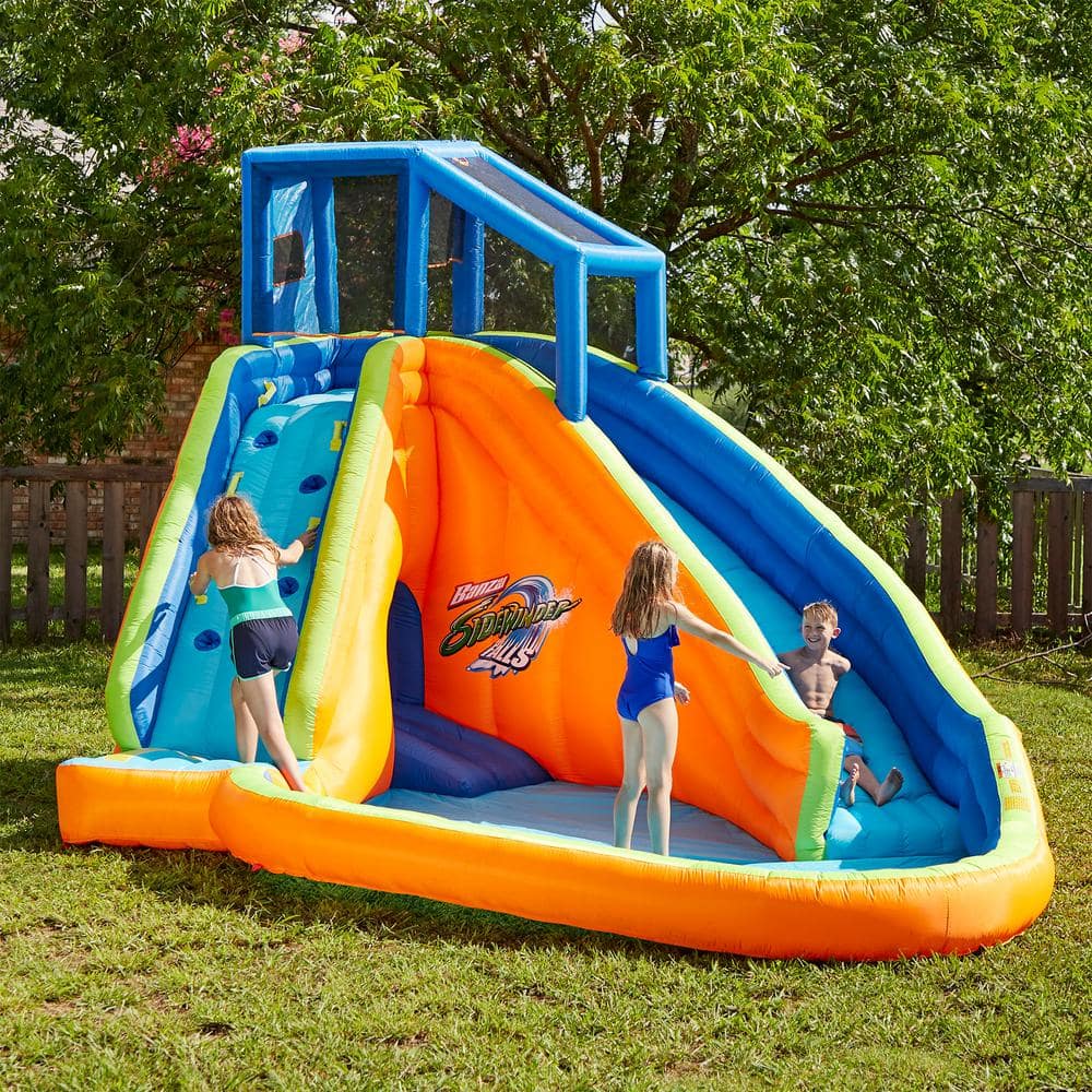 BANZA Multi Polyester Sidewinder Falls Inflatable Water Park Play Pool with Slides and Blower