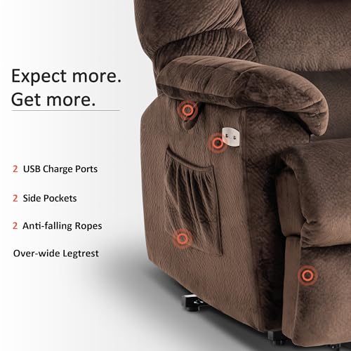MCombo Triple Motor Power Lift Recliner Chair Sofa with Power Adjustable Headrest for Elderly People, Infinite Position, Fabric 7630 (Brown)