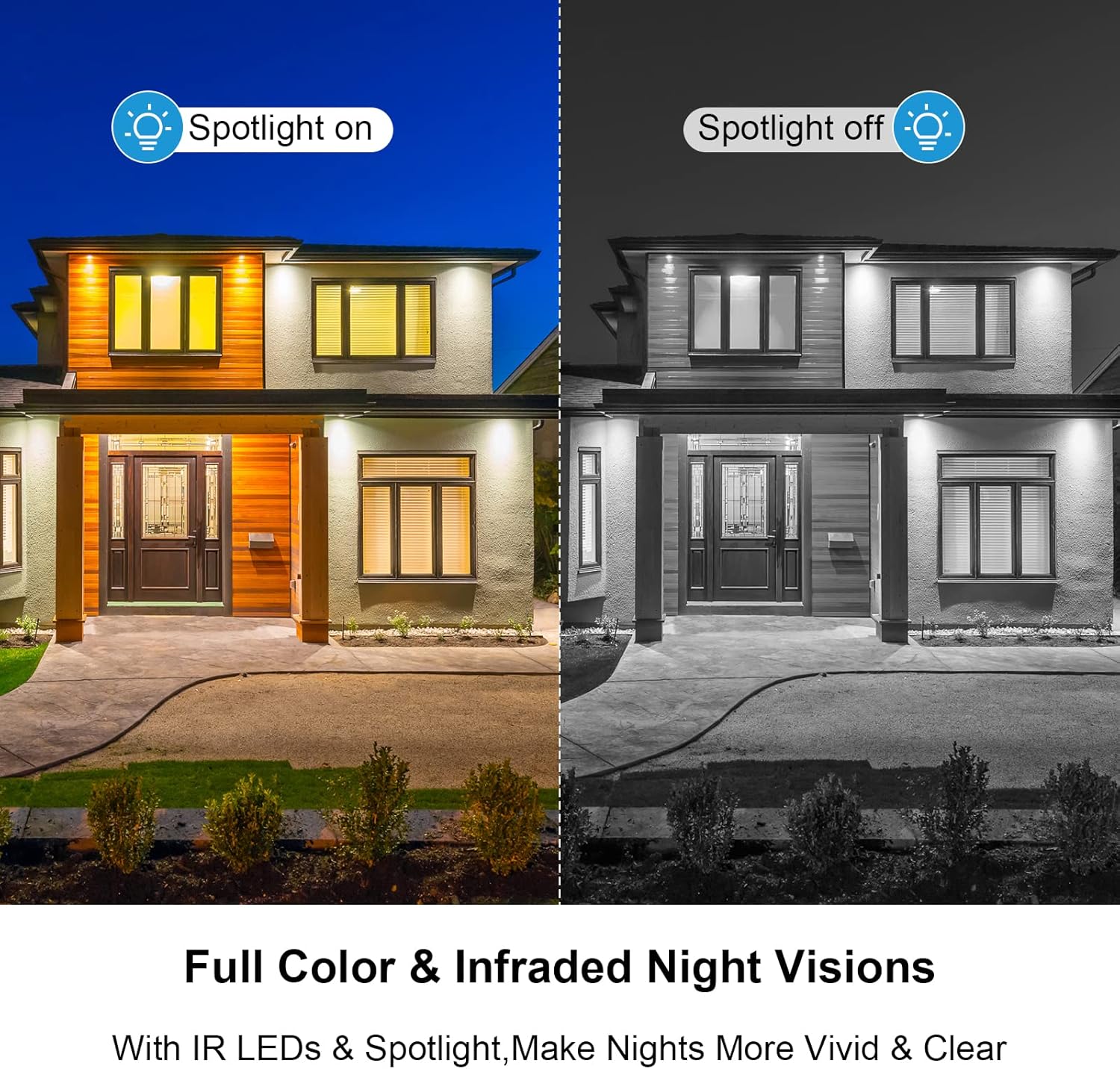 Wireless Security Camera with 9000mA Battery, NGTeco Outdoor Security Cam WiFi for Home Security, 1080p Video, Motion Detection Alarm, Spotlight Color Night Vision, 2 Way Audio, Works with Alexa
