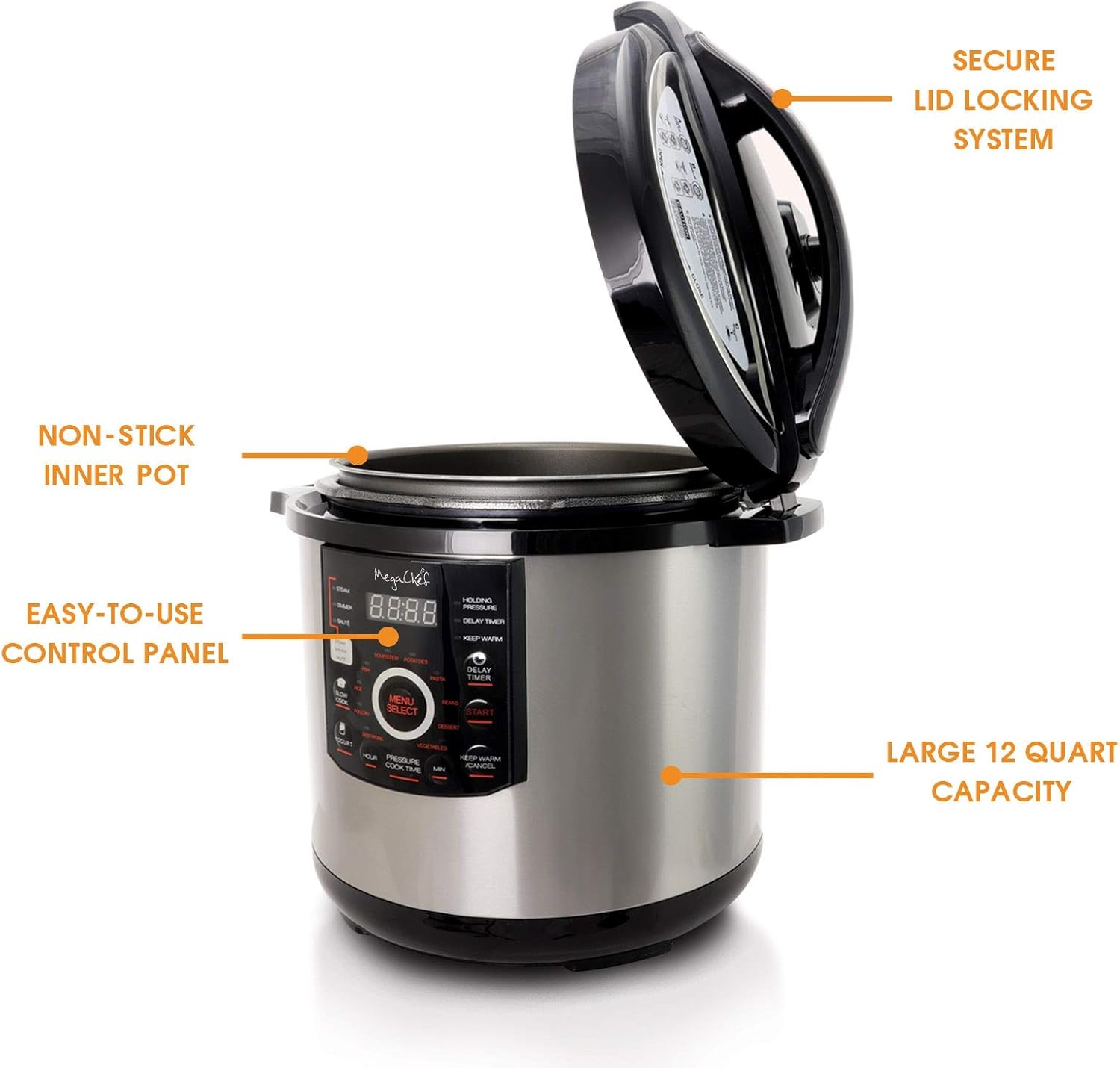 Megachef's 12 Quart XL Digital Pressure Cooker with 15 Presets