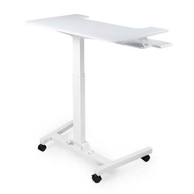 Pneumatic Height Adjustable Sit Stand Laptop Desk Movable Workstation Over Bed/Sofa Desk with Keyboard Holder - Walnut Color Inb