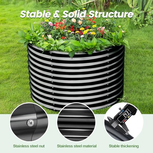 Land Guard 8x4x3ft Oval Galvanized Raised Garden Beds, Large-Capacity Metal Planter Box Outdoor, Durable Deep Raised Garden Bed 3ft Tall, Raised Beds for Gardening Vegetables, Cream Yellow