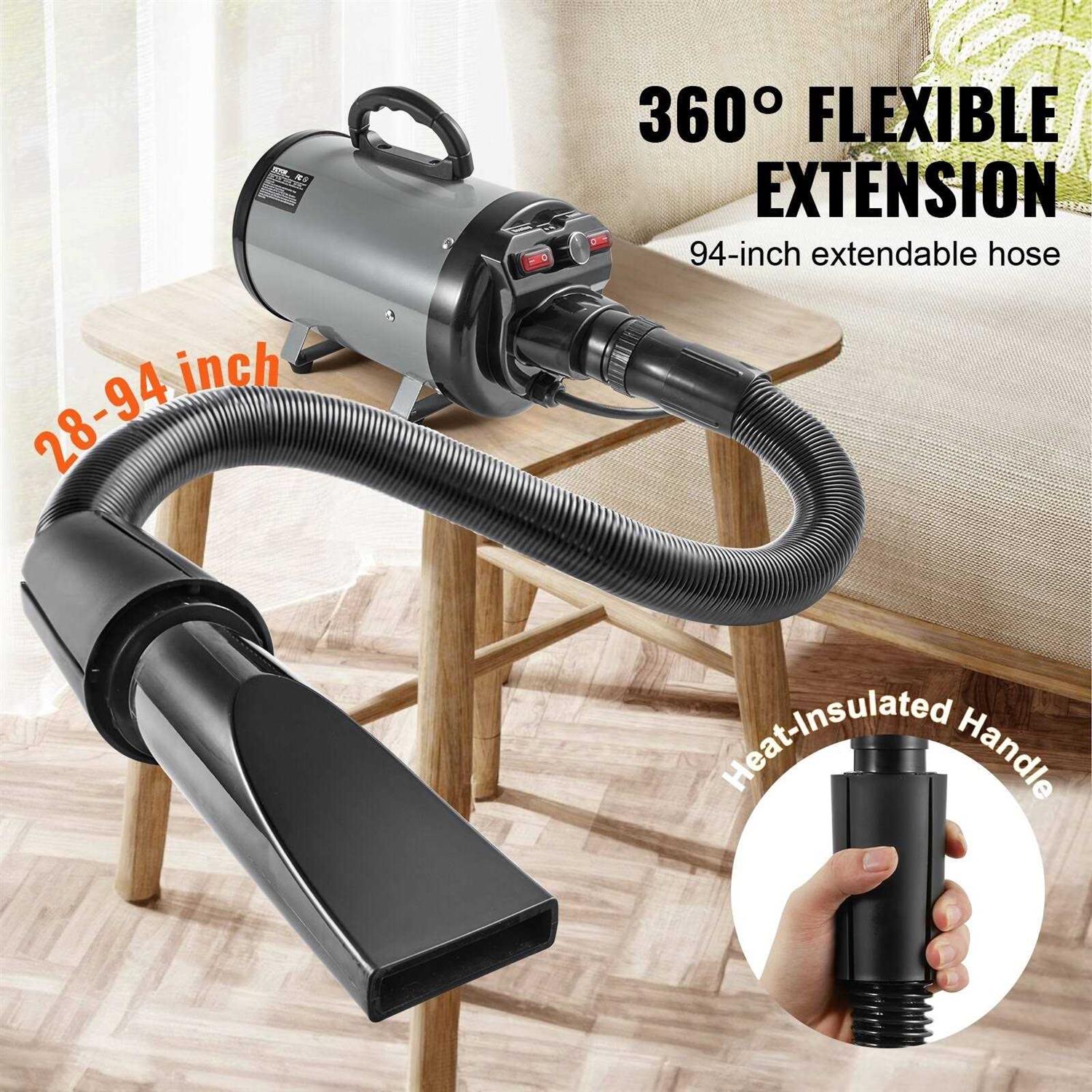 VEVOR Dog Dryer 2000-Watt Pet Grooming Dryer with Adjustable Speed and Temperature Control Pet Hair Dryer with 4 Nozzles - Pet Supplies online store