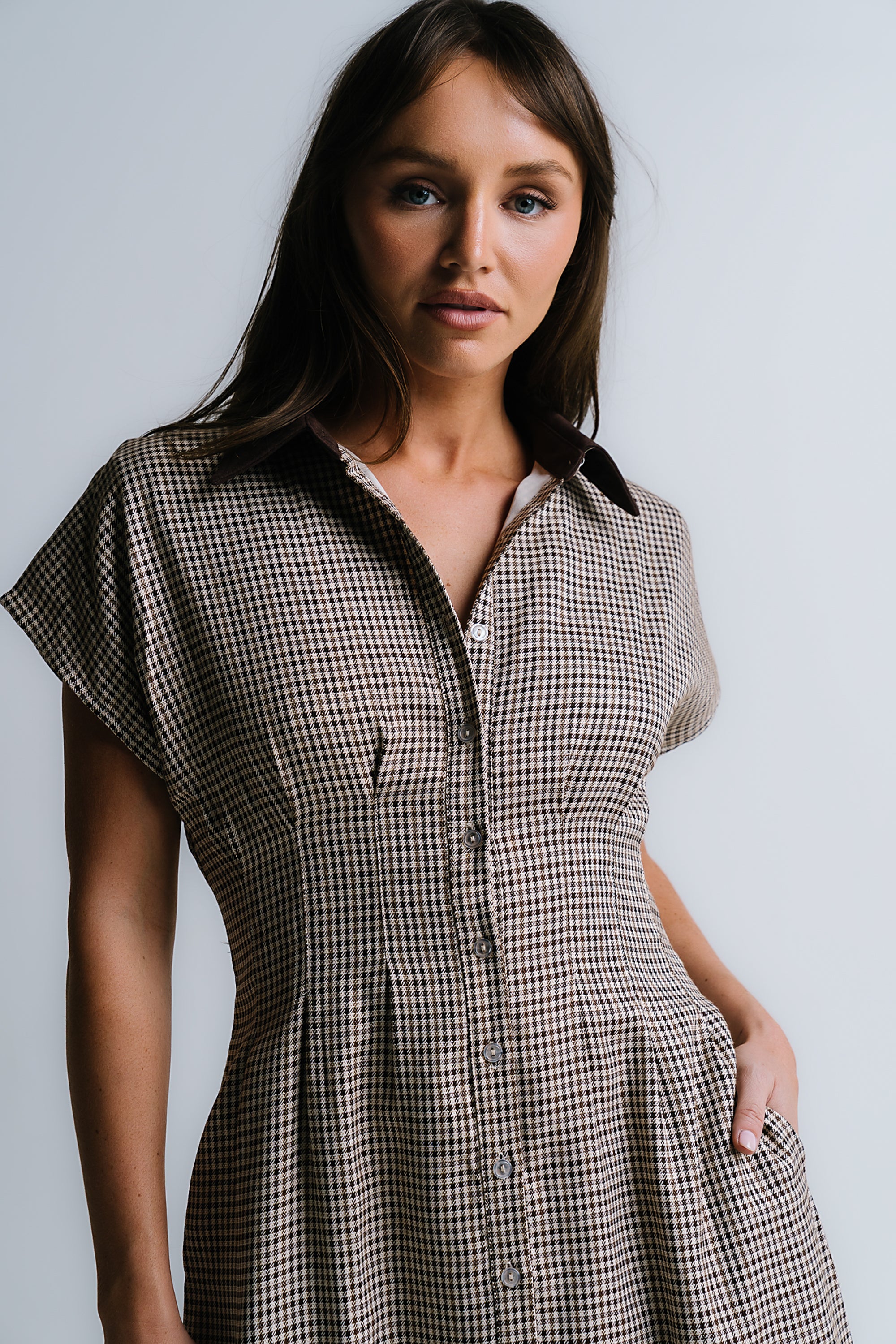 Andie Houndstooth Maxi Dress