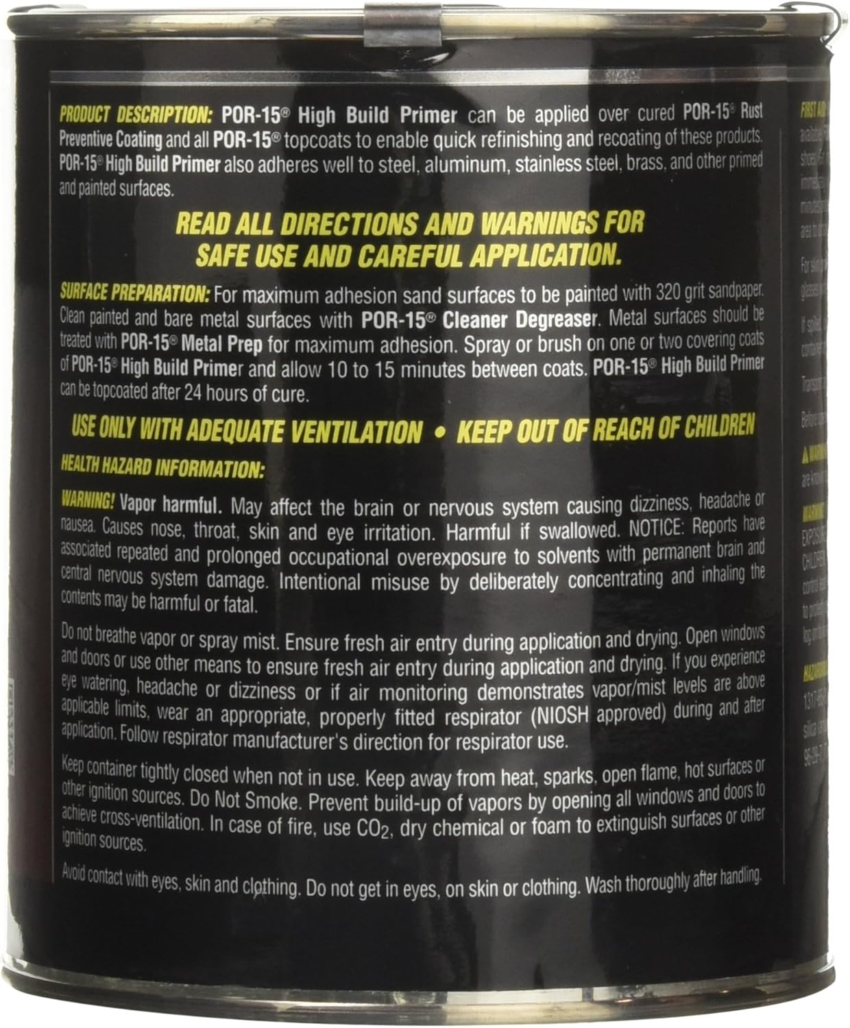 POR-15 High Build Primer - 1 gl. - Sandable Bonding Coat | Fills in Minor Imperfections | Single Component Formula Pack of 2