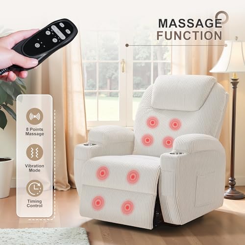 Flamaker Power Lift Recliner Chair PU Leather with Massage for Elderly Ergonomic Lounge Chair Classic Single Sofa with 2 Cup Holders Side Pockets Home Theater Seat (Leather, Light Black)