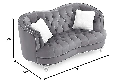 Glory Furniture Jewel Velvet Loveseat in Gray