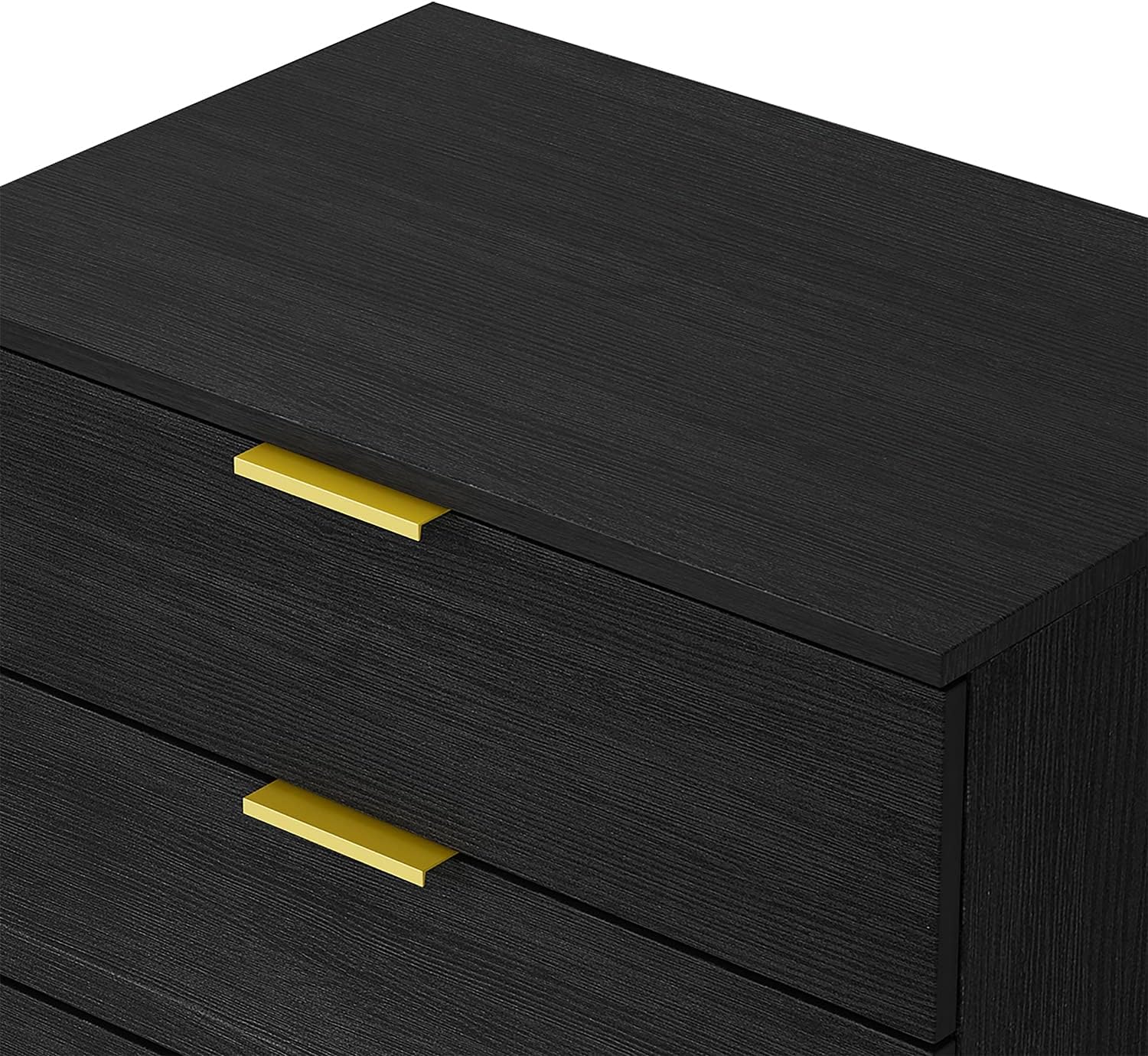 Homsee Modern Dresser Storage Chest with 5 Drawers, Wood Dresser Chest with Gold Metal Legs and Handles for Bedroom, Living Room & Hallway, Black (23.6”L x 15.7”W x 41.1”H)