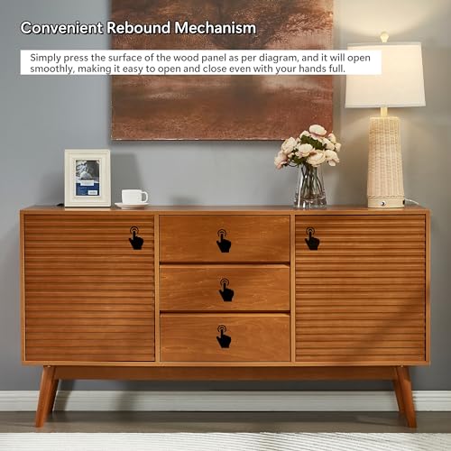 Wooden TV Stand Storage Buffet Cabinet, Sideboard with Adjustable Shelves, Console Table for Dining Living Room Cupboard, (36INCH Buffet Cabinet)