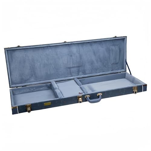 Crossrock Relief Series 335 Guitar Case for ES-335 & Semi-Hollow Electric Guitars | Carved Smoke Blue Finish, Monochrome Blue Velvet Interior, Lock – Premium Wooden Hardshell