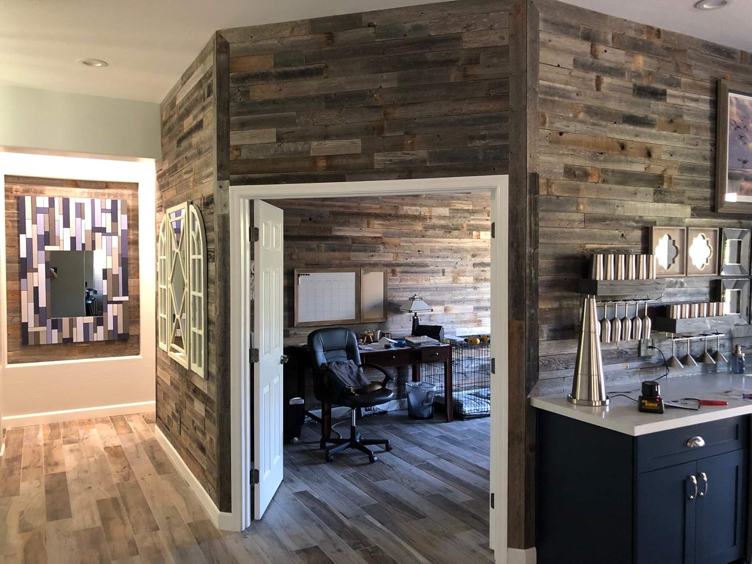 Real Wood - Reclaimed barn Wood Wall Paneling. Planks for Accent Walls- Easy Nail Up Application (46 Square feet)