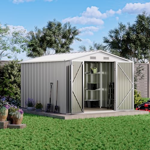 Patiowell 3 x 3 FT Outdoor Storage Shed,Small Garden Tool Storage Shed with Sloping Roof and Single Lockable Door, Outdoor Shed for Backyard Garden Patio Lawn, Grey