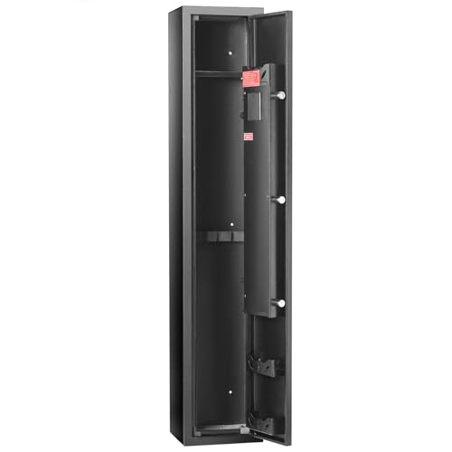 VEVOR 6-8 Rifles Gun Safe, Rifle Safe with Fingerprint & Digital Keypad Lock, Gun Storage Cabinet for Shotguns with Built-in Storage Locker, Removable Storage Shelf for Home Long Gun and Pistols