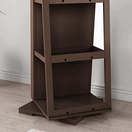 SDHYL Rotating Jewelry Cabinet with Mirror, Full Length Wooden Storage Armoire with Lock