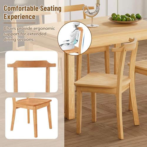 Bellemave 5-Piece Extendable Dining Table Set with Wheels Farmhouse Kitchen Table Set with 4 Chairs and 17.7" Pull-out Side Table, Rectangular Dining Room Set for Kitchen, Dining Room (Brown)