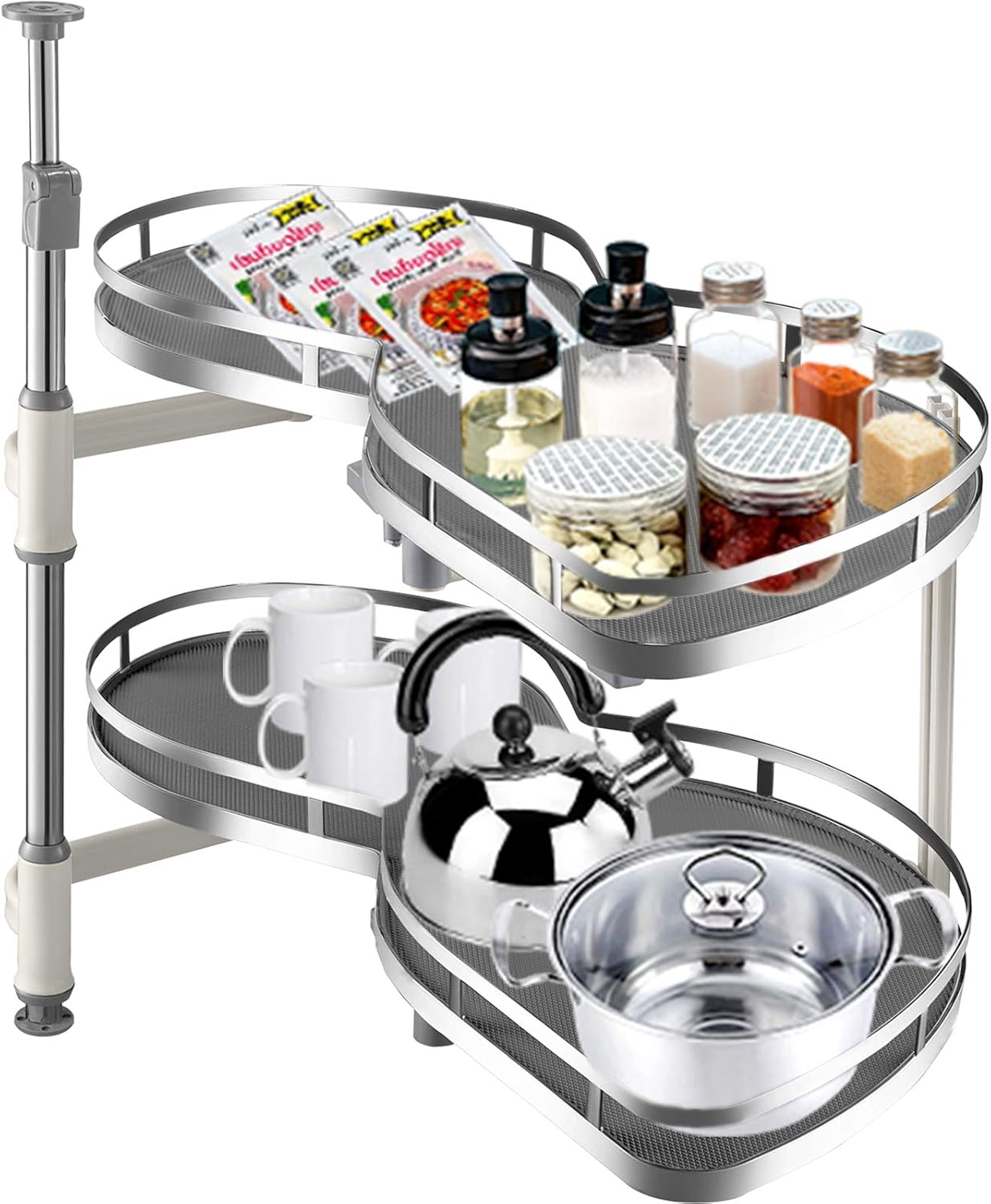 VEVOR Swing Left Blind Corner Cabinet Pull Out for 36 inch Cabinet, 2 Tier Swing Tray Blind Kitchen Cabinet, Soft Close Cloud Blind Organizer for Right Handed Open Blind Corner Cabinet