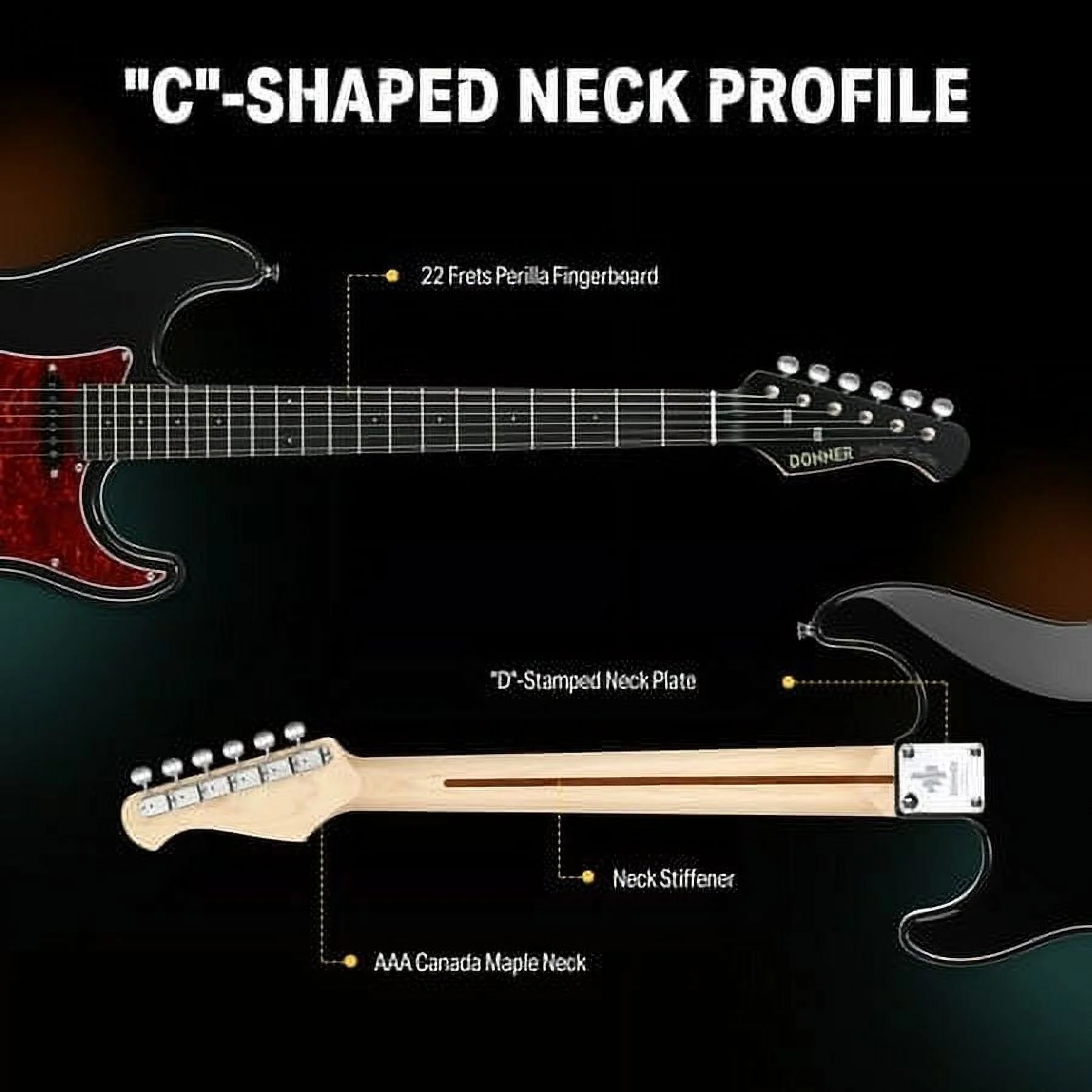 Donner 39 Inch Electric Guitar, Designer Series DST-200 Stylish Solid Body Guitar for Beginner Intermediate & Pro Players, Single Coil Split System, Bonus Bag, Cable, Strap