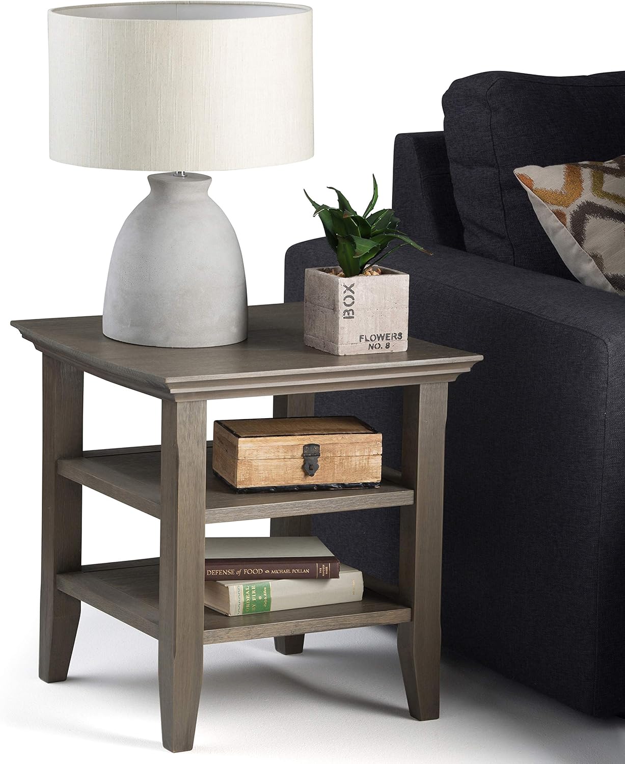 SIMPLIHOME Acadian End Table, 19 inch, Black