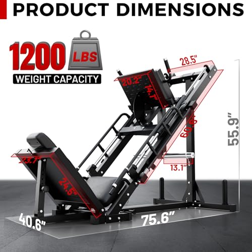 RitFit Leg Press Hack Squat Machine, Professional Adjustable Leg Press Machine for Home Gym with Linear Bearing, Specialty Hack Squat Machine for Full Lower Body Workout with Weight Storage Posts