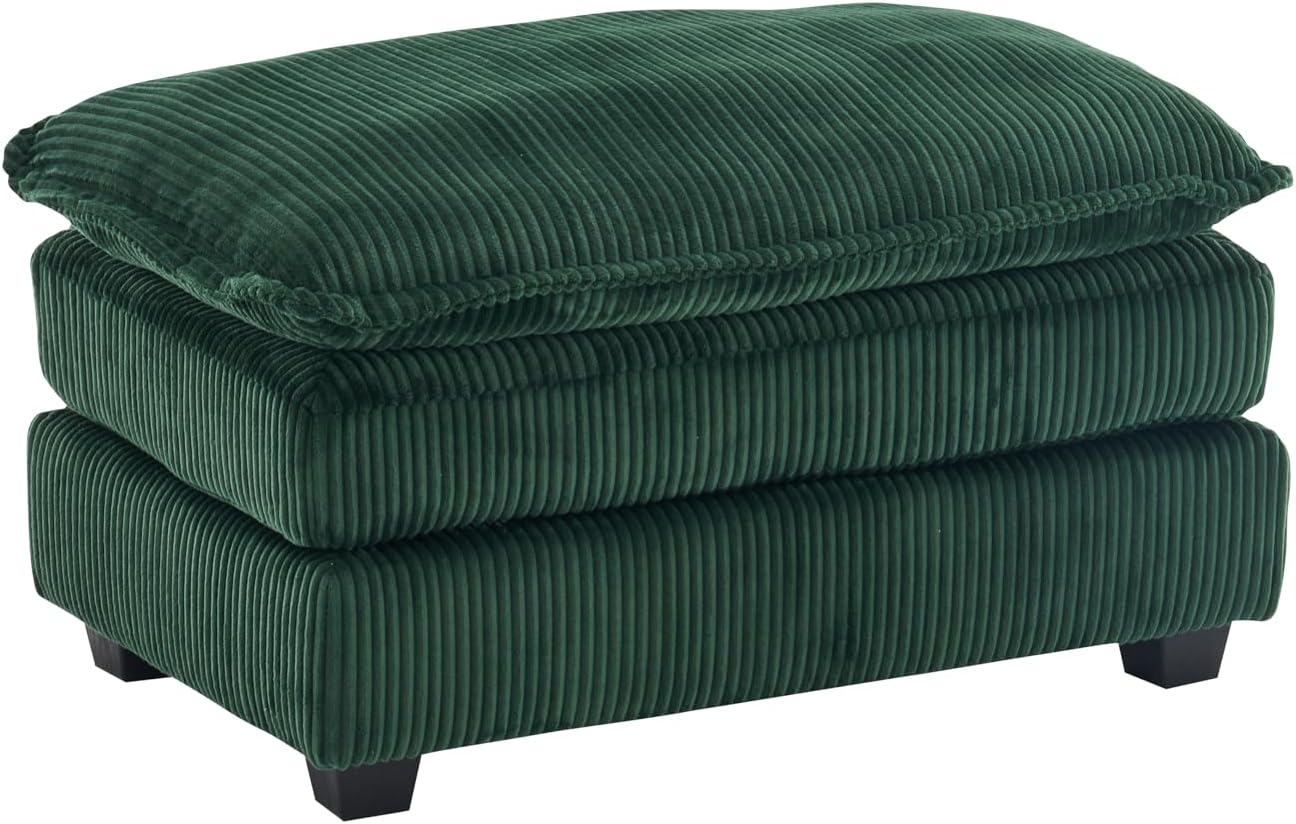 Oversized Convertible Sleeper Sofa Indoor, Deep Seat Chaise Lounge Chair, 2 Layer Thicken Upholstered Sleeper Sofa with Ottoman & Pillows, 84.6" W Loveseat Sofa for Living Room (Green)