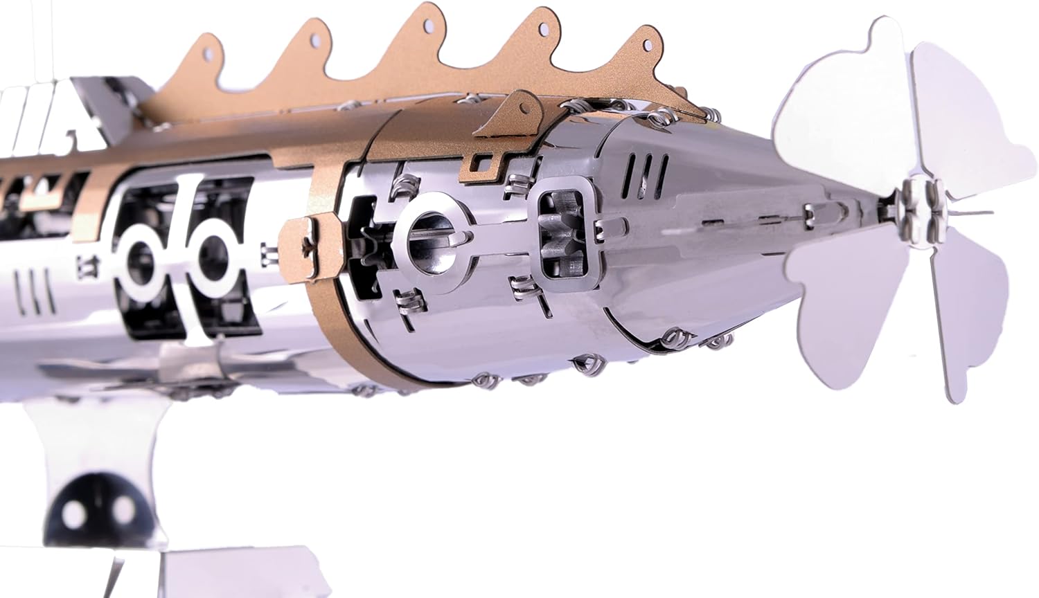 METAL-TIME Elusive Nautilus Submarine 3D Metal Mechanical Model Building Kit | Unique Wind-Up Moving Mechanism | Assemble Disassemble Stainless Steel Puzzle - 91 Pieces Pack of 2