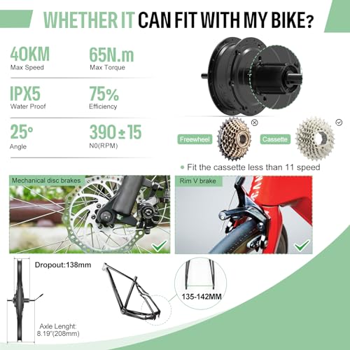 BAFANG 48V 500W/750W Rear Hub Motor Kit 20"/26"/27.5"/700C Rear Wheel Electric Bike Conversion kit Ebike Conversion Kit with Optional Battery&Display