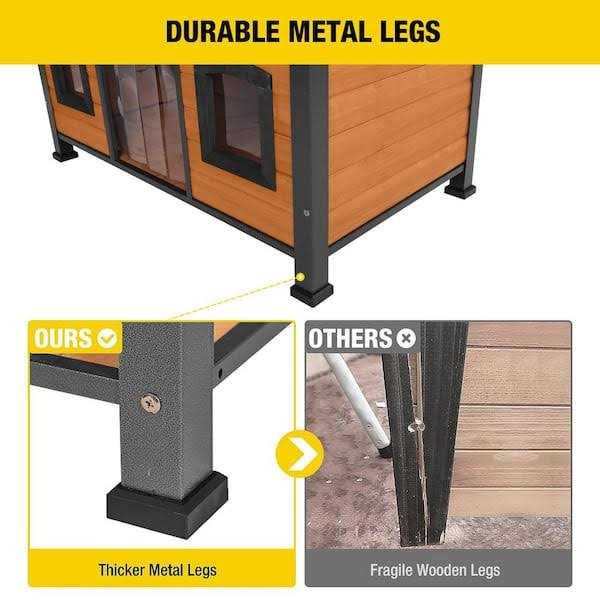 aivituvin Premium Wooden Dog House Iron Frame and Asphalt Roof AIR90 - Pet Supplies online store