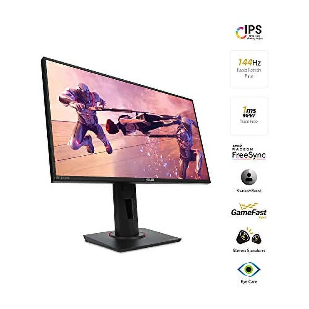 ASUS TUF Gaming 25" 1080P Monitor (VG259Q) - Full HD, IPS, 144Hz, 1ms, Extreme Low Motion Blur, Speaker, Adaptive-Sync, G-SYNC Compatible, VESA Mountable, DisplayPort, HDMI, Height Tilt Adjustable