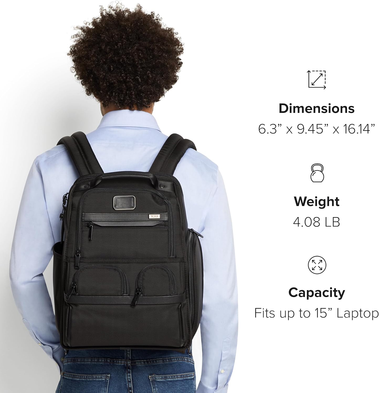 TUMI - Alpha Compact Laptop Bag Brief Pack - Travel Laptop Backpack for Business Tracer - Ballistic Nylon - Black