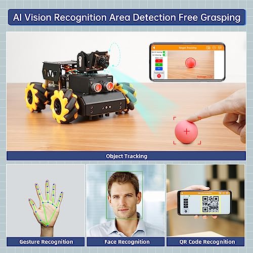 HIWONDER Raspberry Pi 4B 8GB AI Vision Robot Kit Raspberry Pi Robot Mecanum Wheels Robot Car