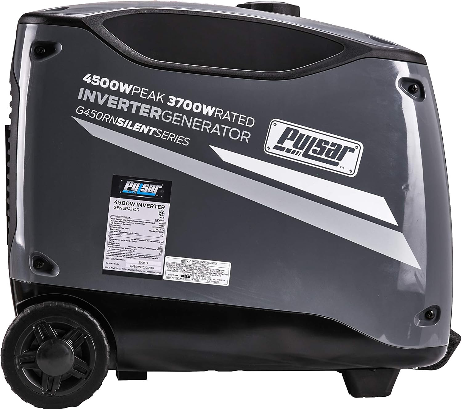 Pulsar G450RN, 4500W Super Quiet Portable Inverter Generator with Remote Start & Parallel Capability, RV Ready, CARB Compliant