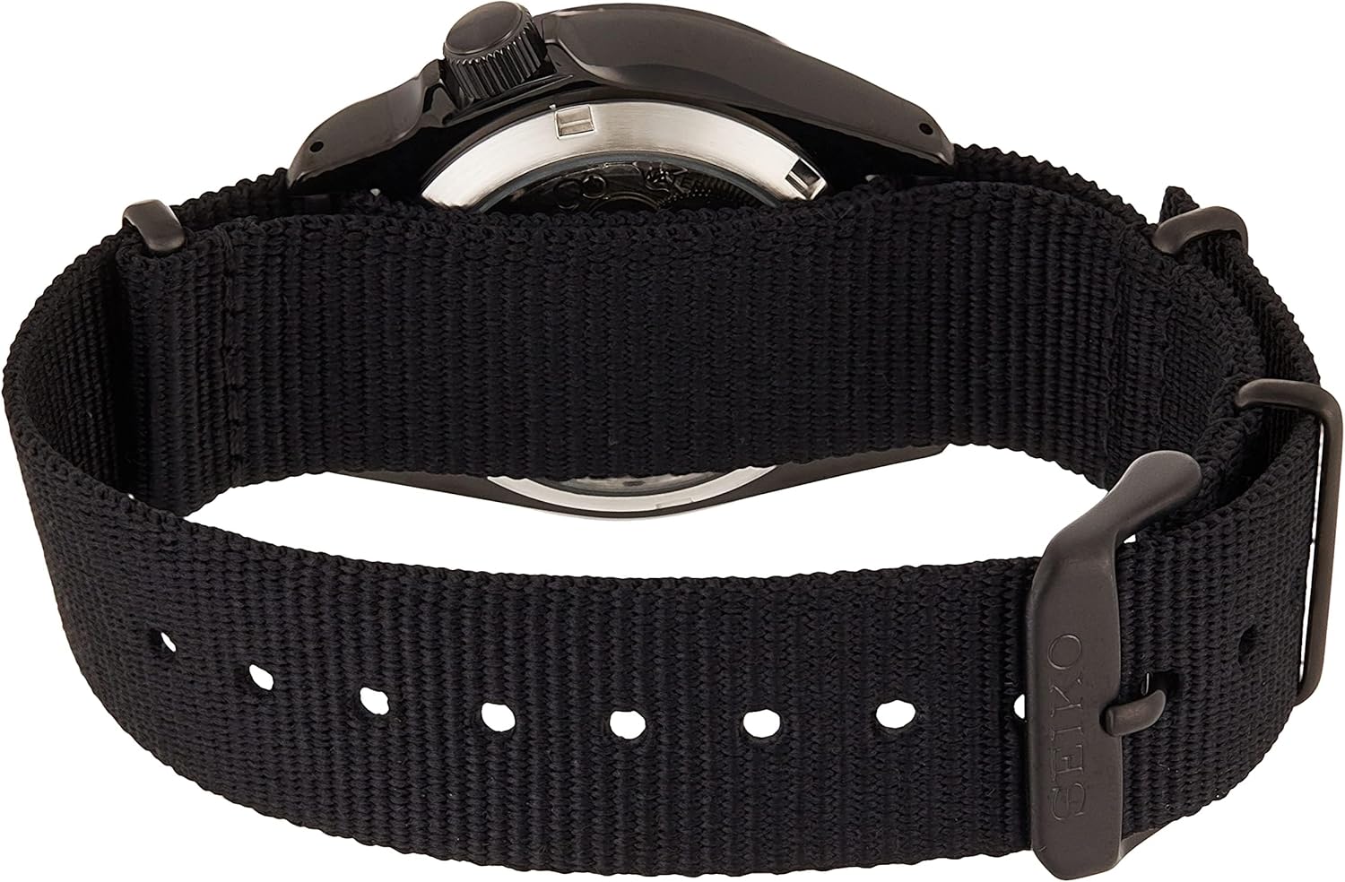 SEIKO Men's 5 Sports Stainless Steel Automatic Watch with Nylon Strap, Black, 22 (Model: SRPE69)