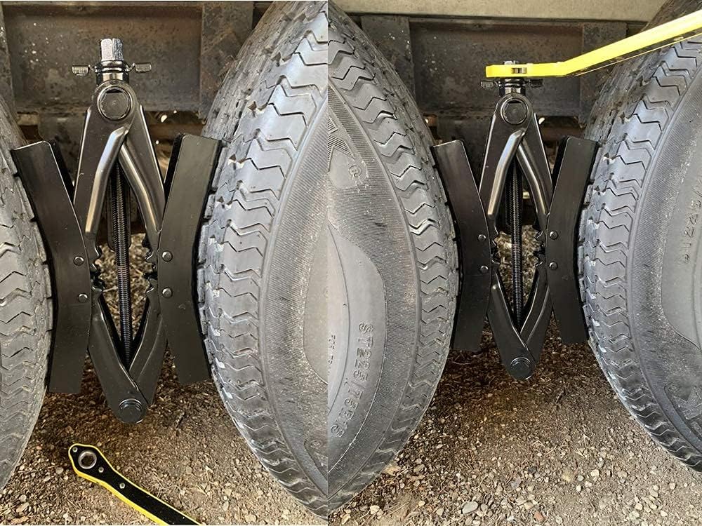 RV Camper wheel tire chock, 2 sets, for RV safety, levering system, Heavy Duty, stabilizer jack with crank handle x chock rv