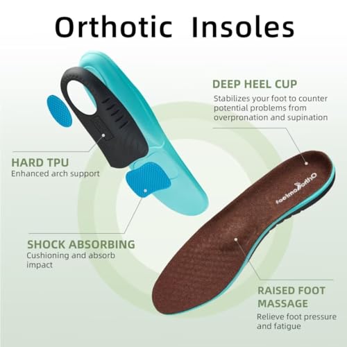 OrthoComfoot Mens Orthopedic Leather Dress Shoes, Comfortable Arch Support Walking Shoes for Plantar Fasciitis, Orthotic Non-Slip Casual Thick Sole Sneakers for Foot and Heel Pain