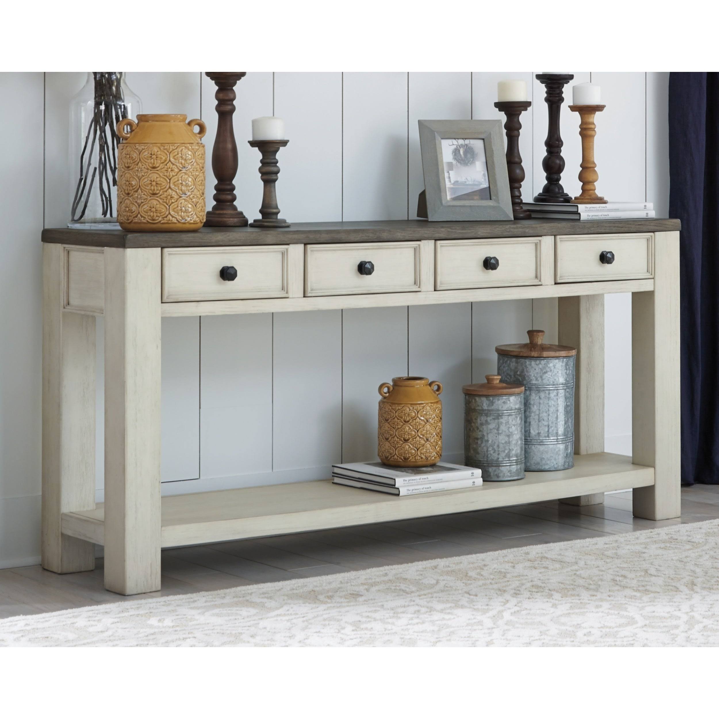 Signature Design by Ashley Bolanburg Brown/White Sofa Table