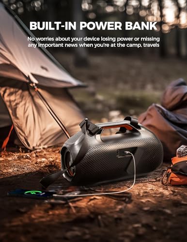 Portable Bluetooth Speaker,100W Powerful Sound with EX-BASS,IPX7 Waterproof,30H Playtime,Built-in Power Bank,Bluetooth 5.3&TWS,Big Subwoofer Speaker with Carrying Strap for Party,Pool,Camping,Backyard
