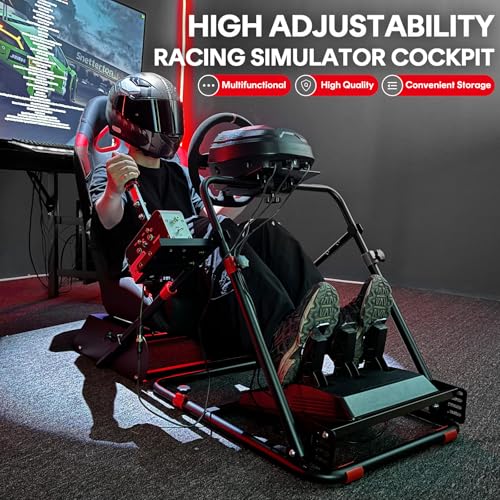 RACGTING Racing Simulator Cockpit, Foldable & Adjustable Racing Seat for Logitech G29, G920, G923, G27, G25, Thrustmaster models like T248, T248X, T300RS GT, T150, T80, TX, T-GT, TS-PC, Black