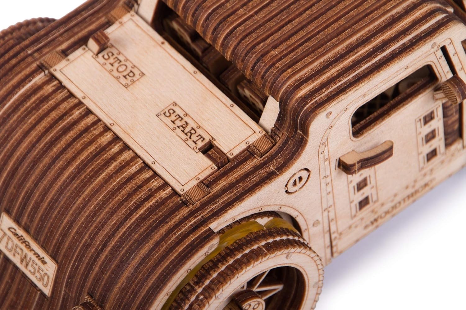 Wood Trick Hot Rod Wooden Model Car Kit to Build - Rides up to 32 feet - Very Detailed and Sturdy - No Batteries - 3D Wooden Puzzle - Mechanical Pack of 2